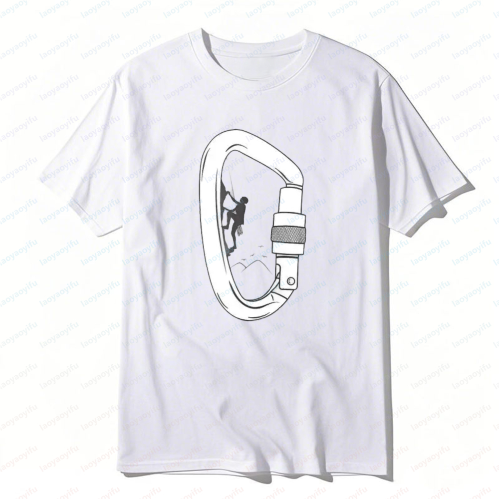 Outdoor Sport Climbing Gear - Karabiner-Kletterausrüstung Bedrucktes T-Shirt Outdoor-Abenteuer-Tee Kletterer-Grafik Sommer
