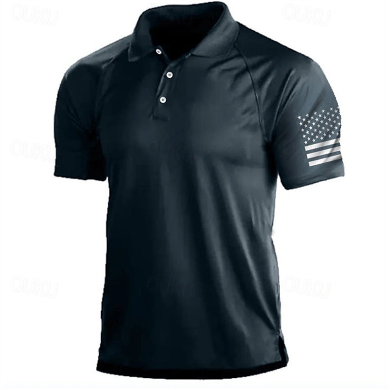 Outdoor Sport Usa - 3D-Druck USA-Flagge Muster Poloshirt für Männer