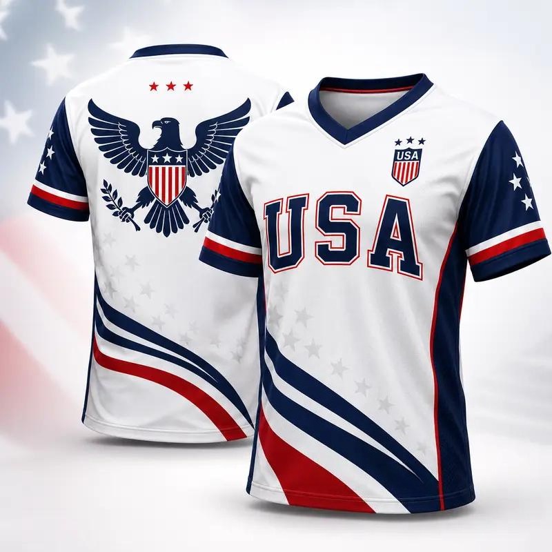 Outdoor Sport Usa - USA Eagle Grafik-Trainingsjersey für Herren, atmungsaktives,
