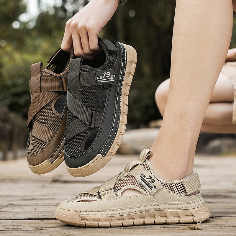 Outdoor Sport Outfit - Herren-Sandalen, Sommer-Mesh-Sandalen, atmungsaktiv, ausgehöhlt, modisch, für