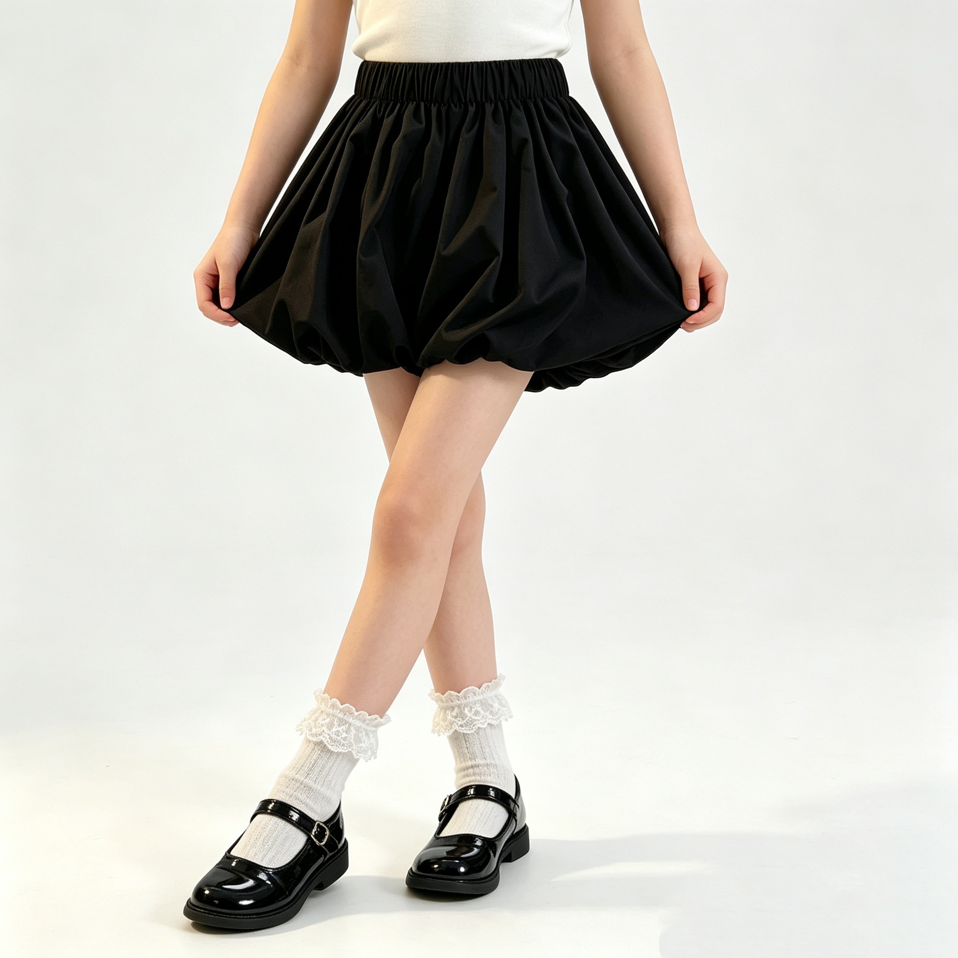Outdoor Sport Outfit - Mädchen-Bubbelrock mit Elastikbund, Puffrock-Shorts für Kinder,